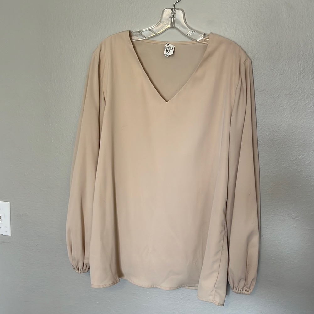 Tan long sleeve spring blouse